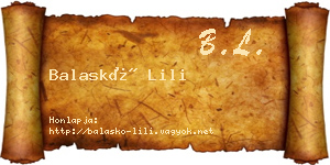 Balaskó Lili névjegykártya