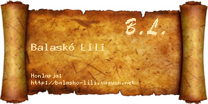 Balaskó Lili névjegykártya
